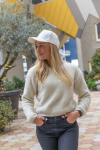 Cap mit 5 Paneelen aus recyceltem Baumwolltwill mit Metallschnalle farbe weiß Lifestyle-Bild 3