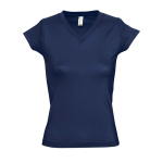 Damen-T-Shirt aus Baumwolle mit V-Ausschnitt, 150 g/m², SOL'S Moon farbe bondi blau