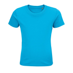 Kinder-T-Shirt aus 100 % Bio-Baumwolle, 175 g/m2, SOL'S Pioneer farbe cyan-blau