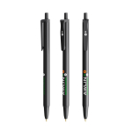 Günstiger langlebiger BIC-Kugelschreiber mit blauer Tinte farbe schwarz Ansicht mit Logodruck