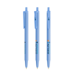 Günstiger langlebiger BIC-Kugelschreiber mit blauer Tinte farbe blau Ansicht mit Logodruck