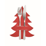 Set mit 4 Besteckhalter in Form eines Tannenbaums aus RPET-Filz farbe rot fünfte Ansicht