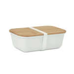 Bedruckbare Brotdose mit Bambusdeckel im natürlichen Look, 1 L