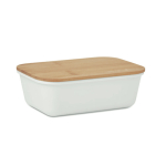 Bedruckbare Brotdose mit Bambusdeckel im natürlichen Look, 1 L