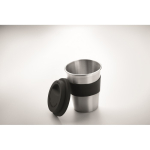 Edelstahl To Go Becher mit Silikonband und Logo, 350 ml farbe schwarz sechstes Detailbild