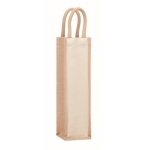 Beige Getränketasche aus Jute- und Canvas für Wein, 320 g/m² farbe beige