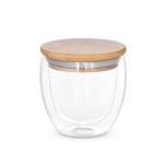 Doppelwandiges Borsilikatglas mit luftisoliertem Bambusdeckel, 250 ml farbe heller holzton