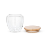 Doppelwandiges Borsilikatglas mit luftisoliertem Bambusdeckel, 250 ml farbe heller holzton