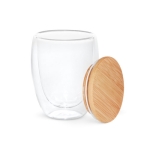 Doppelwandiges Borsilikatglas mit luftisoliertem Bambusdeckel, 350 ml farbe heller holzton vierte Ansicht