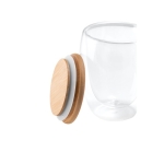 Doppelwandiges Borsilikatglas mit luftisoliertem Bambusdeckel, 350 ml farbe heller holzton