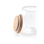 Doppelwandiges Borsilikatglas mit luftisoliertem Bambusdeckel, 350 ml farbe heller holzton