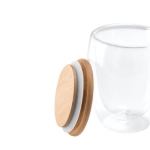 Doppelwandiges Borsilikatglas mit luftisoliertem Bambusdeckel, 350 ml farbe heller holzton sechste Ansicht