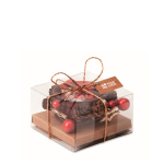 Kerzenhalter aus Glas mit weihnachtlicher Verzierung farbe rot Ansicht mit Druckbereich