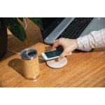 Flacher runder Wireless Charger aus Weizenfasern mit LED-Anzeige farbe natürliche farbe Lifestyle-Bild 2