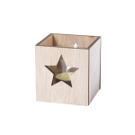 Weihnachtlicher Kerzenhalter aus Holz mit Duftkerze für Kunden erste Ansicht