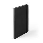 Bedruckbares DIN A5 Notizbuch mit softem PU-Cover und liniertes Papier farbe schwarz erste Ansicht
