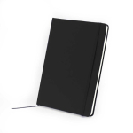 Bedruckbares DIN A5 Notizbuch mit softem PU-Cover und liniertes Papier farbe schwarz