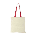 Baumwolltasche mit langen bunten Henkeln mit Logo, 100 g/m2 farbe rot zweite Vorderansicht