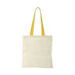 Baumwolltasche mit langen bunten Henkeln mit Logo, 100 g/m2 farbe gelb zweite Vorderansicht
