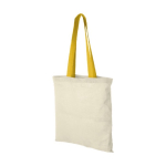 Baumwolltasche mit langen bunten Henkeln mit Logo, 100 g/m2 farbe gelb