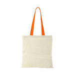 Baumwolltasche mit langen bunten Henkeln mit Logo, 100 g/m2 farbe orange zweite Vorderansicht