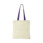 Baumwolltasche mit langen bunten Henkeln mit Logo, 100 g/m2 farbe violett zweite Vorderansicht