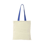 Baumwolltasche mit langen bunten Henkeln mit Logo, 100 g/m2 farbe köngisblau zweite Vorderansicht