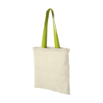 Baumwolltasche mit langen bunten Henkeln mit Logo, 100 g/m2 farbe hellgrün