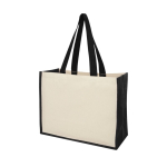 Jutetasche mit Canvas mit laminiertem Innenraum mit Logo farbe schwarz