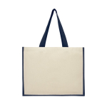 Jutetasche mit Canvas mit laminiertem Innenraum mit Logo farbe marineblau zweite Rückansicht