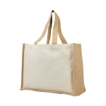 Jutetasche mit Canvas mit laminiertem Innenraum mit Logo farbe natürliche farbe