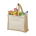 Jutetasche mit Canvas mit laminiertem Innenraum mit Logo farbe natürliche farbe zweite Ansicht