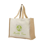 Jutetasche mit Canvas mit laminiertem Innenraum mit Logo farbe natürliche farbe zweite Ansicht mit Siebdruck