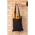 Recycelte Tasche mit Logo und langen Henkeln, 330 g/m2 farbe schwarz Lifestyle-Bild