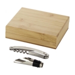 2-teiliges Weinset mit Kellnermesser und Flaschenausgießer in Box farbe heller holzton