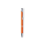 Metallkugelschreiber mit gummierter Oberfläche und blauer Tinte farbe orange erste Ansicht
