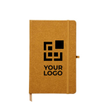 Schlichtes liniertes Notizbuch mit Soft-Touch-Cover aus recyceltem PU, A5 Ansicht mit Druckbereich