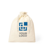 Kleiner, bedruckbare Geschenkbeutel aus Baumwolle, 105 g/m2 Ansicht mit Druckbereich