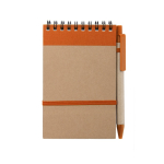 Linierter Notizblock mit Cover und Kuli aus Karton als Werbemittel, A6 farbe orange erste Ansicht