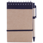 Linierter Notizblock mit Cover und Kuli aus Karton als Werbemittel, A6