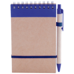 Linierter Notizblock mit Cover und Kuli aus Karton als Werbemittel, A6