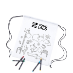 Turnbeutel zum Ausmalen mit aufgedruckten Motiven mit Stiften Ansicht mit Druckbereich