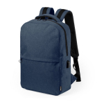 Laptoprucksack aus recyceltem Kunststoff mit Logo, 15” farbe marineblau erste Ansicht