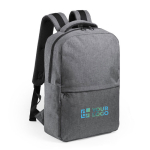 Bedruckbarer Laptoprucksack aus recyceltem Kunststoff mit Logo, 15” Ansicht mit Druckbereich
