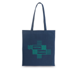 Farbige Baumwolltasche als Messegeschenk, 140 g/m² farbe marineblau Ansicht mit Logo 1