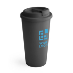 Doppelwandiger Kaffeebecher To Go aus PP bedrucken, 500ml Ansicht mit Druckbereich