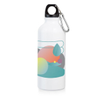 Personalisierte Aluminiumflaschen mit Bild 400ml farbe weiß Ansicht mit Logo 1