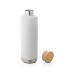 Stahlflasche mit Bambusdeckel und Silikondichtung, 640 ml farbe weiß vierte Ansicht