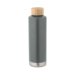 Stahlflasche mit Bambusdeckel und Silikondichtung, 640 ml farbe dunkelgrau