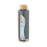 Stahlflasche mit Bambusdeckel und Silikondichtung, 640 ml farbe dunkelgrau fünfte Ansicht